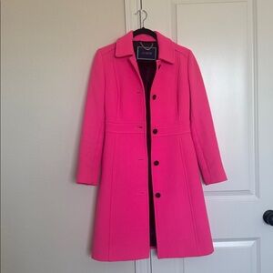 Ultra-rare fuchsia day coat in Italian double-cloth wool.